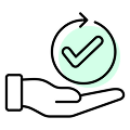 Icono de una mano abierta con una marca representando la conveniencia