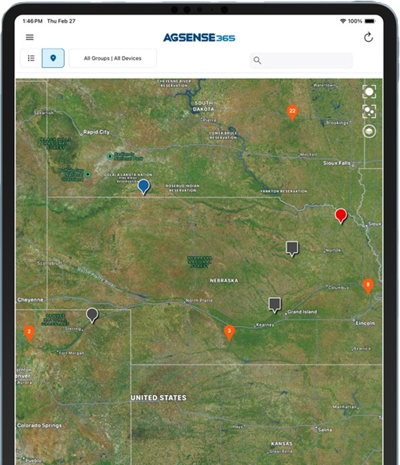 Agsense365 ejecutado en una tablet